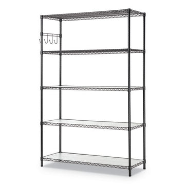 Alera® 5-shelf Wire Shelving Kit With Casters And Shelf Liners, 48w X 18d X 72h, Black Anthracite freeshipping - TVN Wholesale